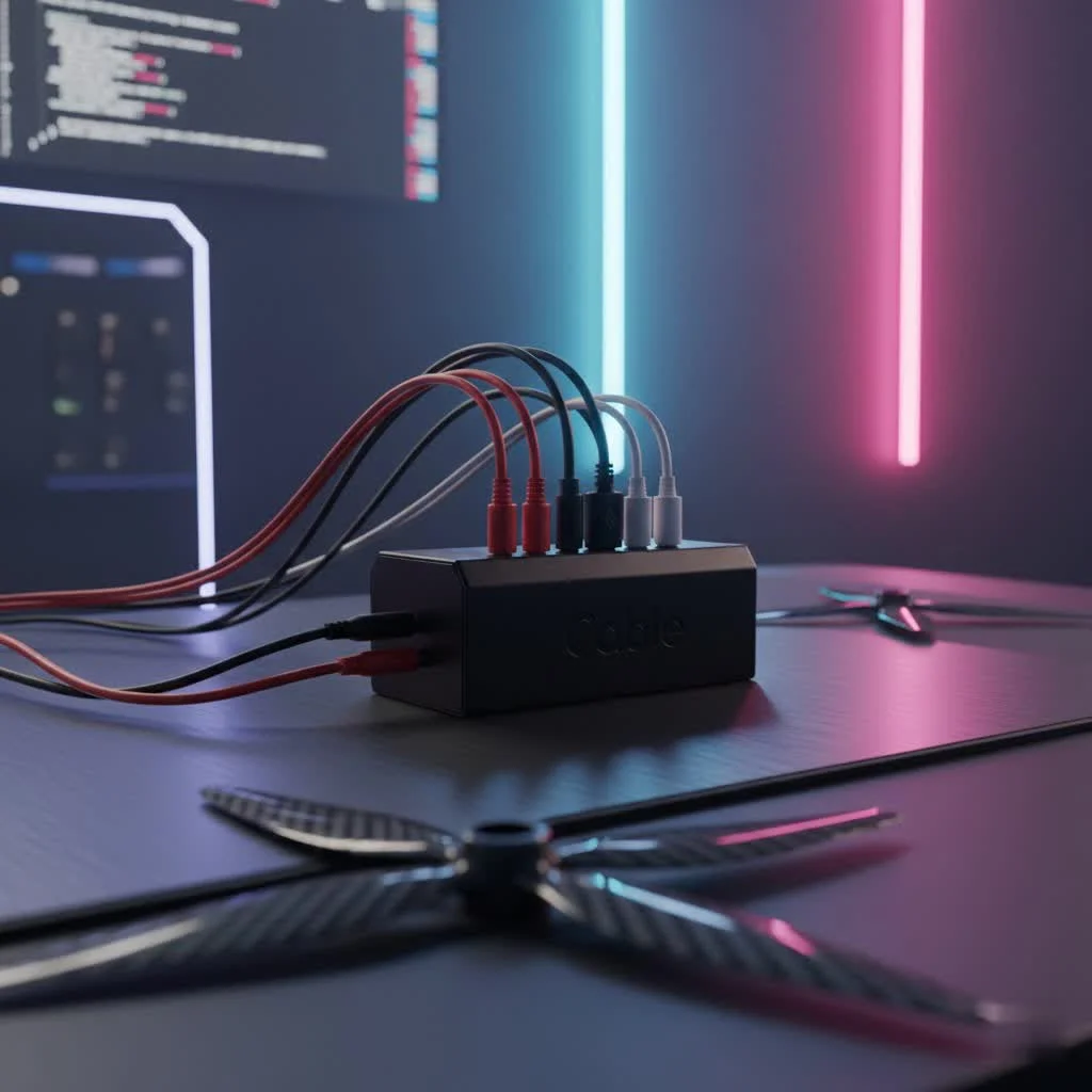 IKEA desk with organized cables using a cable management tray